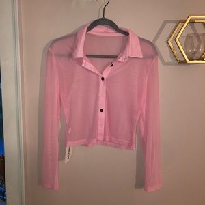 Sheer Pink Button Up